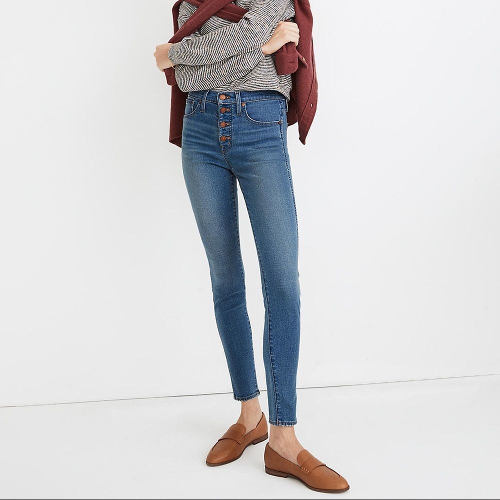 Madewell button up 10” high Rise skinny jeans